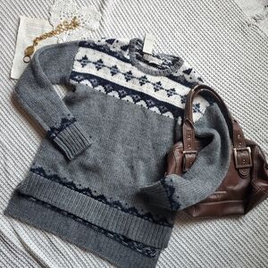 Loft by Ann Taylor wool/mohair blend high low pattern sweater size petite XS